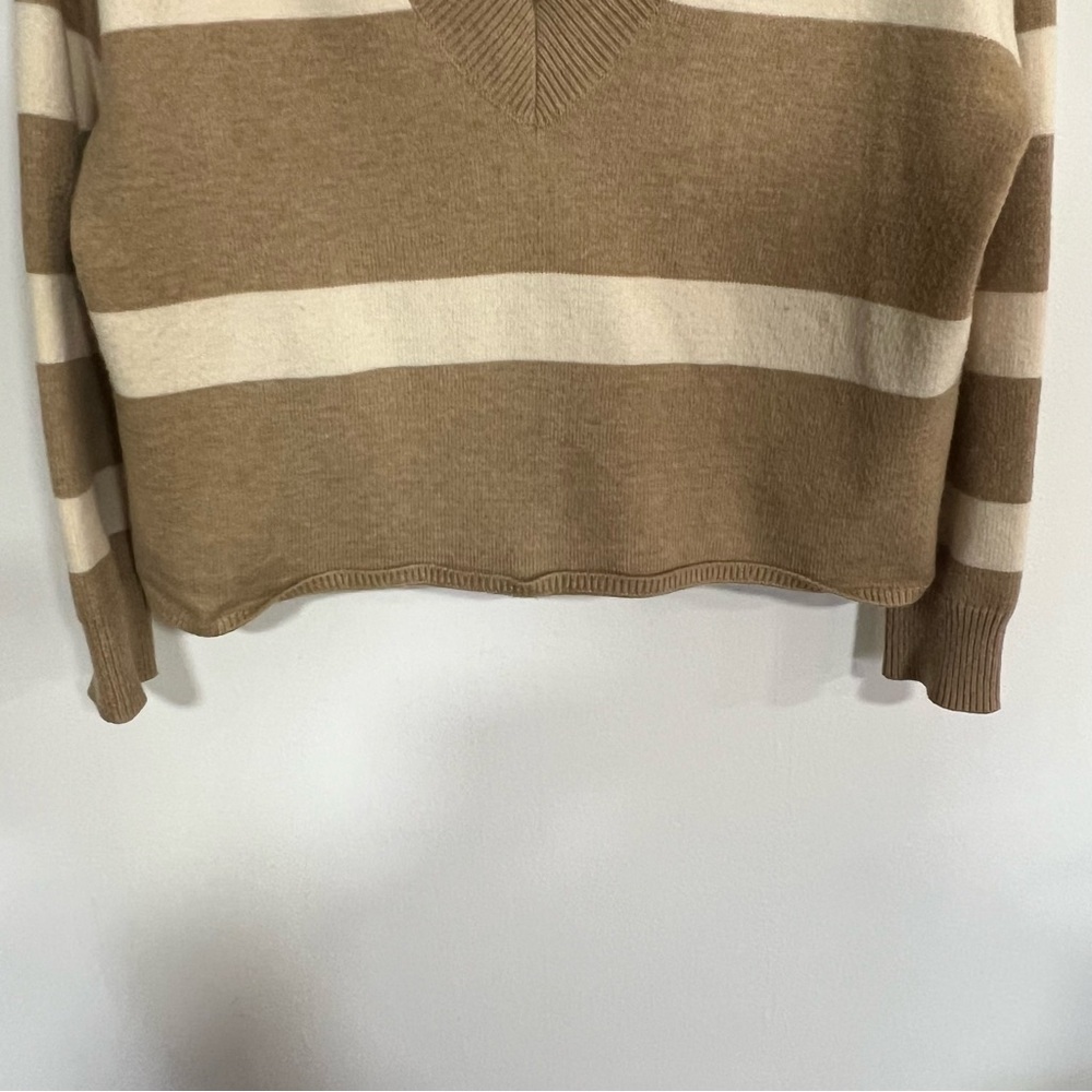 LNA Clothing Morjana V Neck Sweater in Camel Stripe - Picture 8 of 16